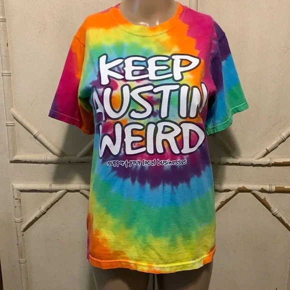 Tie Dye Keep Austin Weird Unisex T-Shirt - Picture 2 of 5